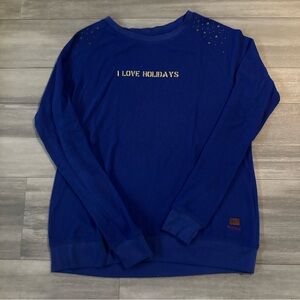 Peace Love World Royal Blue Holiday Sweatshirt